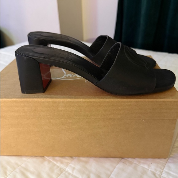 Christian Louboutin Black Mules with Signature Red Sole - Picture 5 of 7